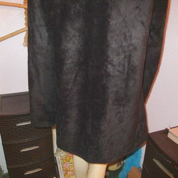 90s VTG Reversible Fleece Coat Size M High Pile Reindeer Toggle Hood Snowflakes - Picture 12 of 12